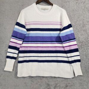 Loft XL Women's Striped Multi-Color Sweater Cotton Blend  JCT